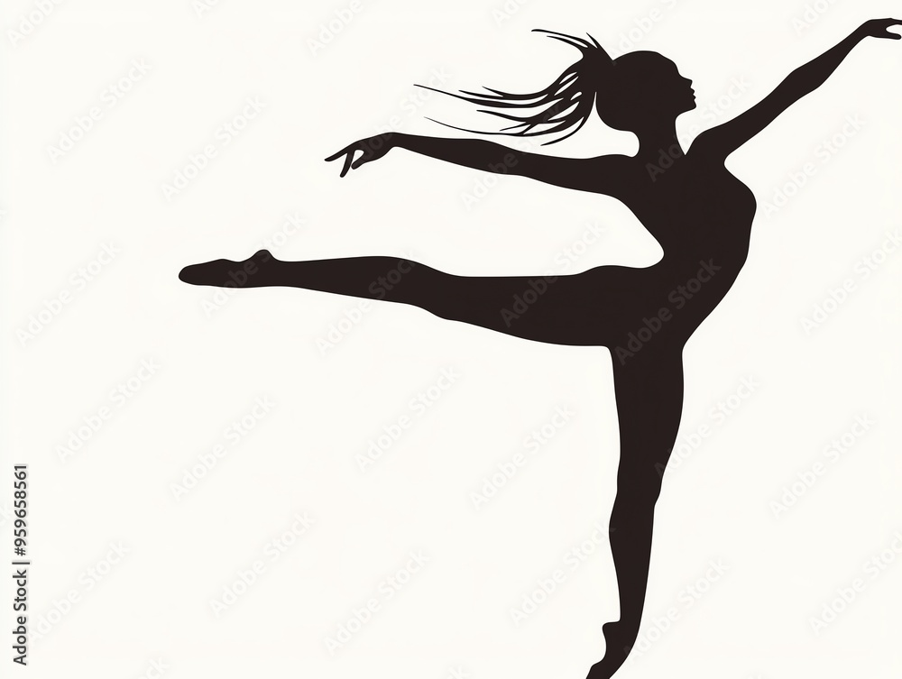 Silhouette of a graceful ballerina in a dance pose.