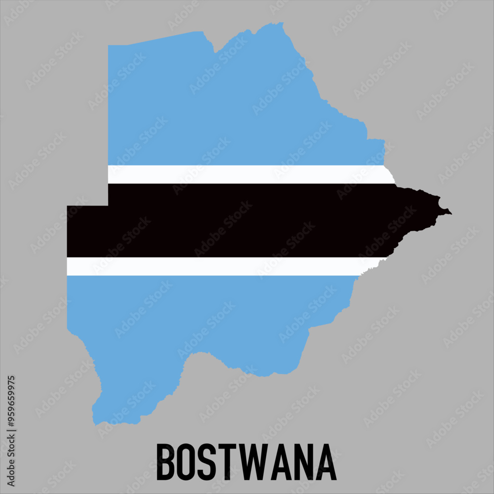 Fototapeta premium Map of Bostwana with flag, vector illustration