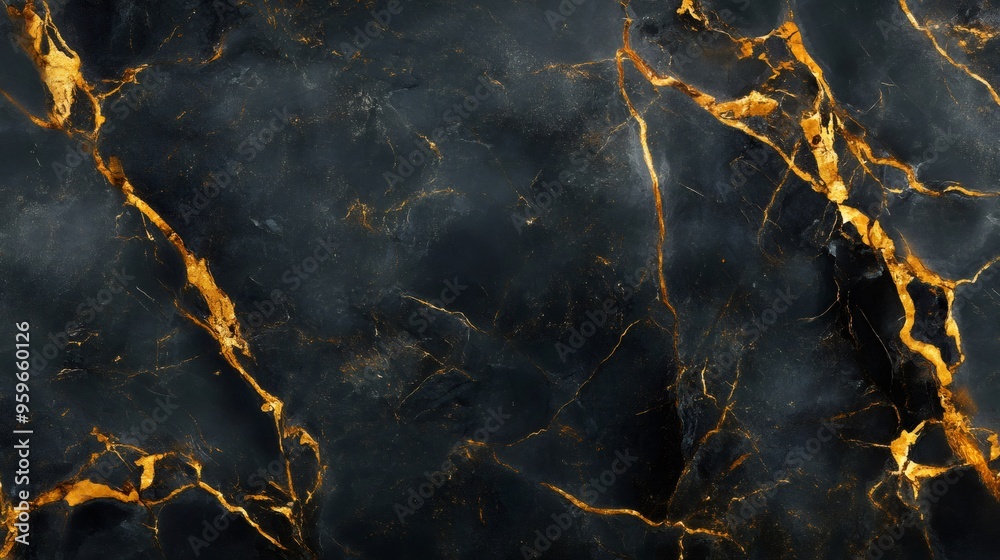 Black marble with gold veins. Black marble with gold veins.