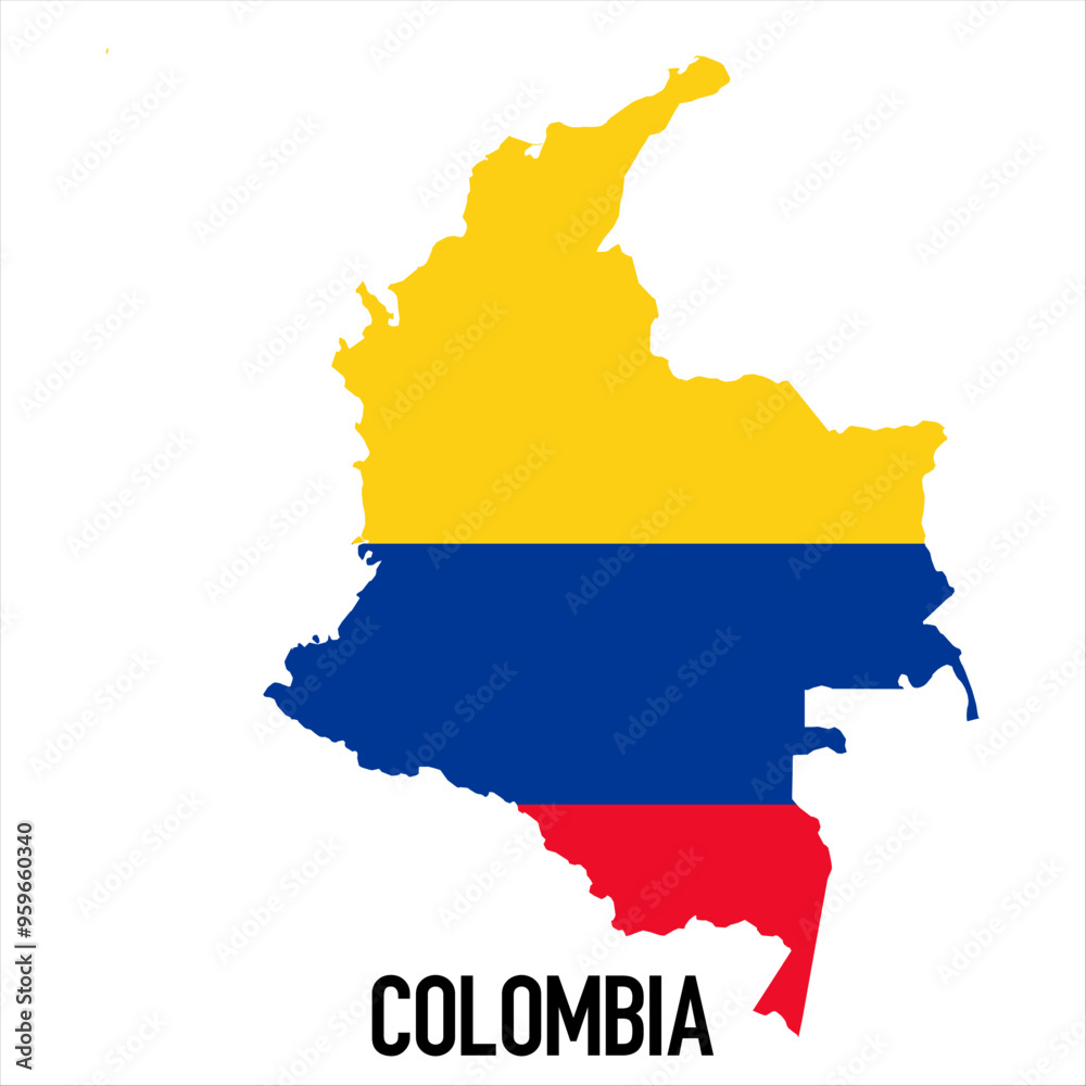 Map of Colombia with flag, vector illustration Map of Colombia with flag, vector illustration