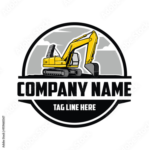 Excavator Vector Logo Template, vector illustration . 