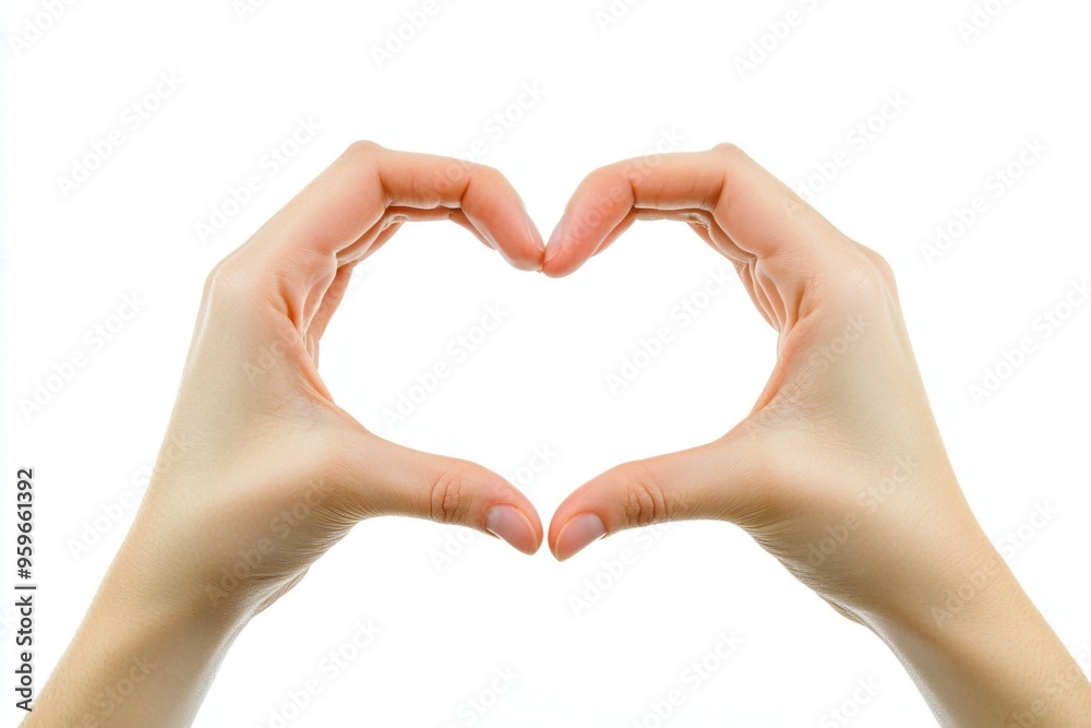 Two Hands Forming a Heart Shape Together on a Pure White Background for Love and Romance Themes Two Hands Forming a Heart Shape Together on a Pure White Background for Love and Romance Themes