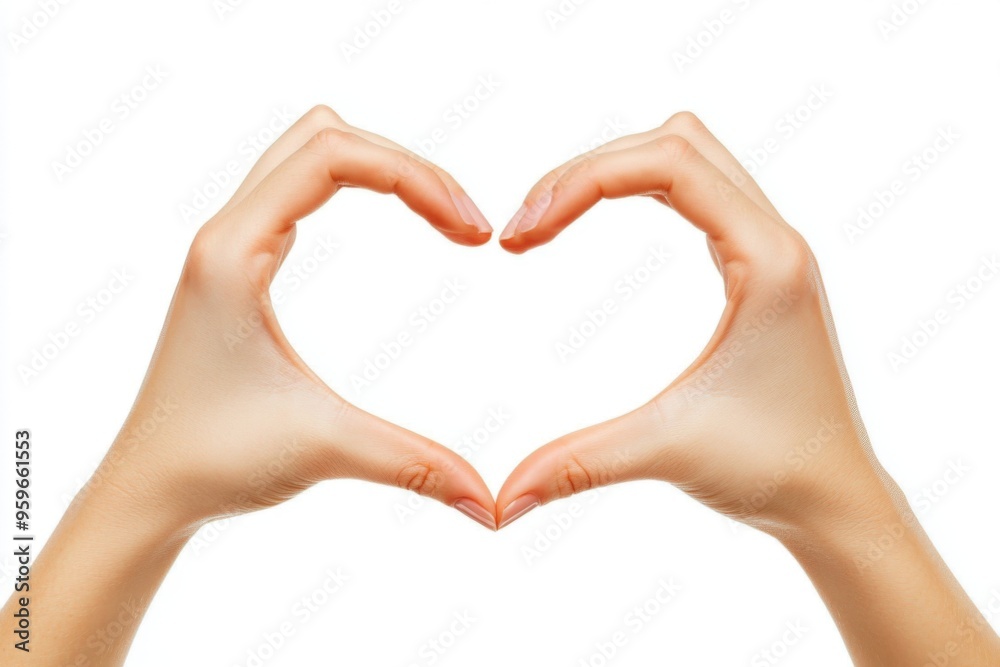 Two Hands Forming a Heart Shape Together on a Pure White Background for Love and Romance Themes Two Hands Forming a Heart Shape Together on a Pure White Background for Love and Romance Themes