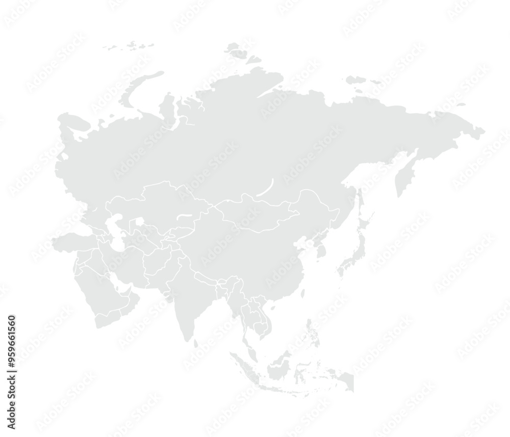 Map of Asia.for website layouts,background,education, precise,customizable,Travel worldwide,map silhouette backdrop,earth geography, political,reports. Grayscale style ,isolated on white background. Map of Asia.for website layouts,background,education, precise,customizable,Travel worldwide,map silhouette backdrop,earth geography, political,reports. Grayscale style ,isolated on white background.