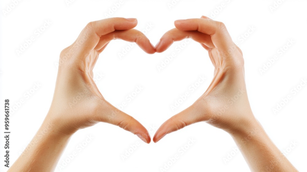 Two Hands Forming a Heart Shape Together on a Pure White Background for Love and Romance Themes Two Hands Forming a Heart Shape Together on a Pure White Background for Love and Romance Themes