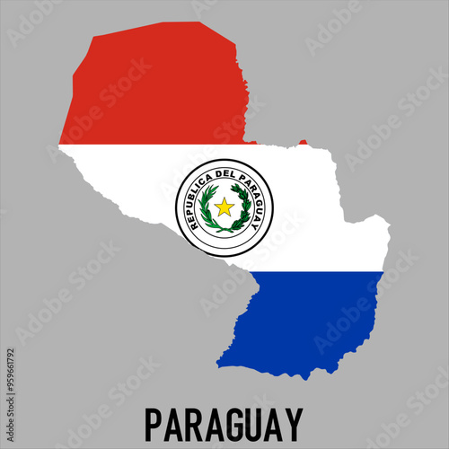 map of Paraguay with flag, vector illustration