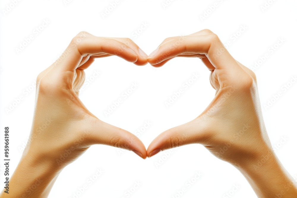 Two Hands Forming a Heart Shape Together on a Pure White Background for Love and Romance Themes Two Hands Forming a Heart Shape Together on a Pure White Background for Love and Romance Themes