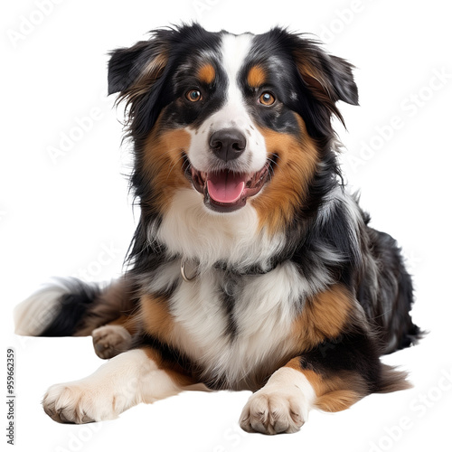 Dog australian shepherd isolated on transparent background. Generated ai