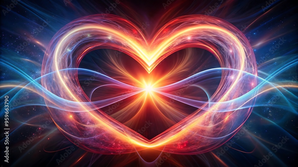 A digital rendering of a heart shape. The colors are tones of red, orange, and yellow, with hints of blue and purple at the edges. The background is a black theme. A digital rendering of a heart shape. The colors are tones of red, orange, and yellow, with hints of blue and purple at the edges. The background is a black theme.