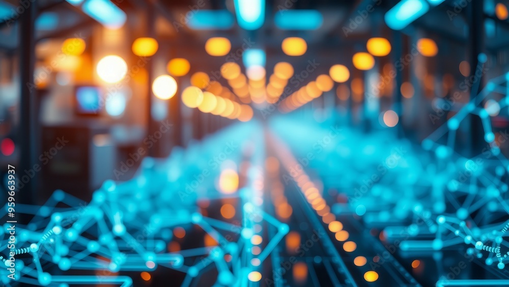 Abstract blue and orange lights in a blurred background. Abstract blue and orange lights in a blurred background.