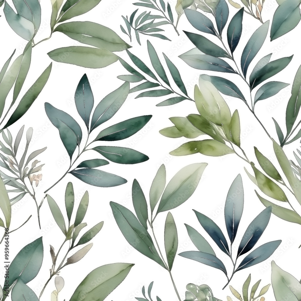 seamless Watercolor Pattern using botanical elements. seamless Watercolor Pattern using botanical elements.