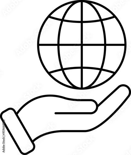 World globe line icon. Vector Earth global country map sign. Travel internet globe vector collection.