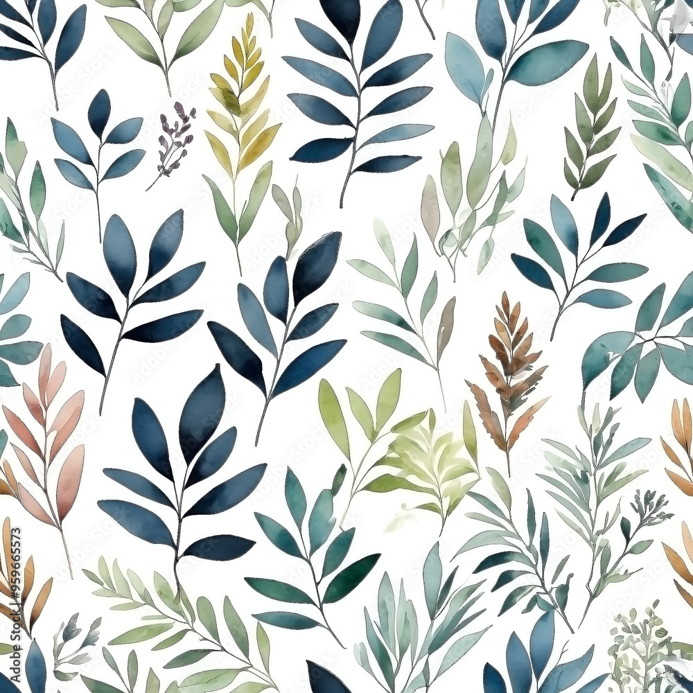 seamless Watercolor Pattern using botanical elements. seamless Watercolor Pattern using botanical elements.
