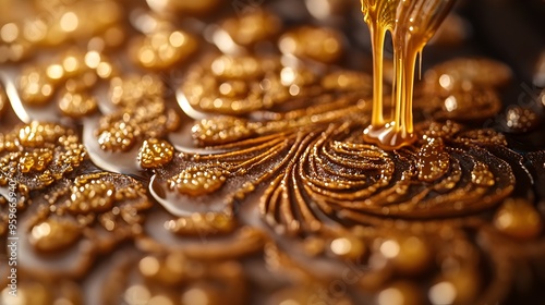 Mesmerizing Caramel Threads Drizzled Over Toasted Delicacy