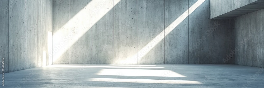 Fototapeta premium Abstract empty concrete interior with sunlight and shadows