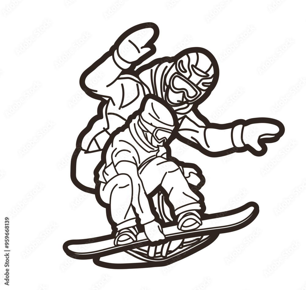 Snowboard Players Mix Action Group of Snowboarder Cartoon Extreme Sport Graphic Vector Snowboard Players Mix Action Group of Snowboarder Cartoon Extreme Sport Graphic Vector