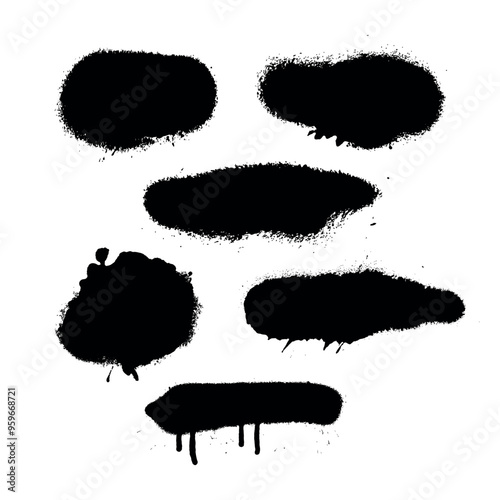 Grunge ink blots Graffiti Spray drops Grunge ink splatter. Splash of paints Vector set