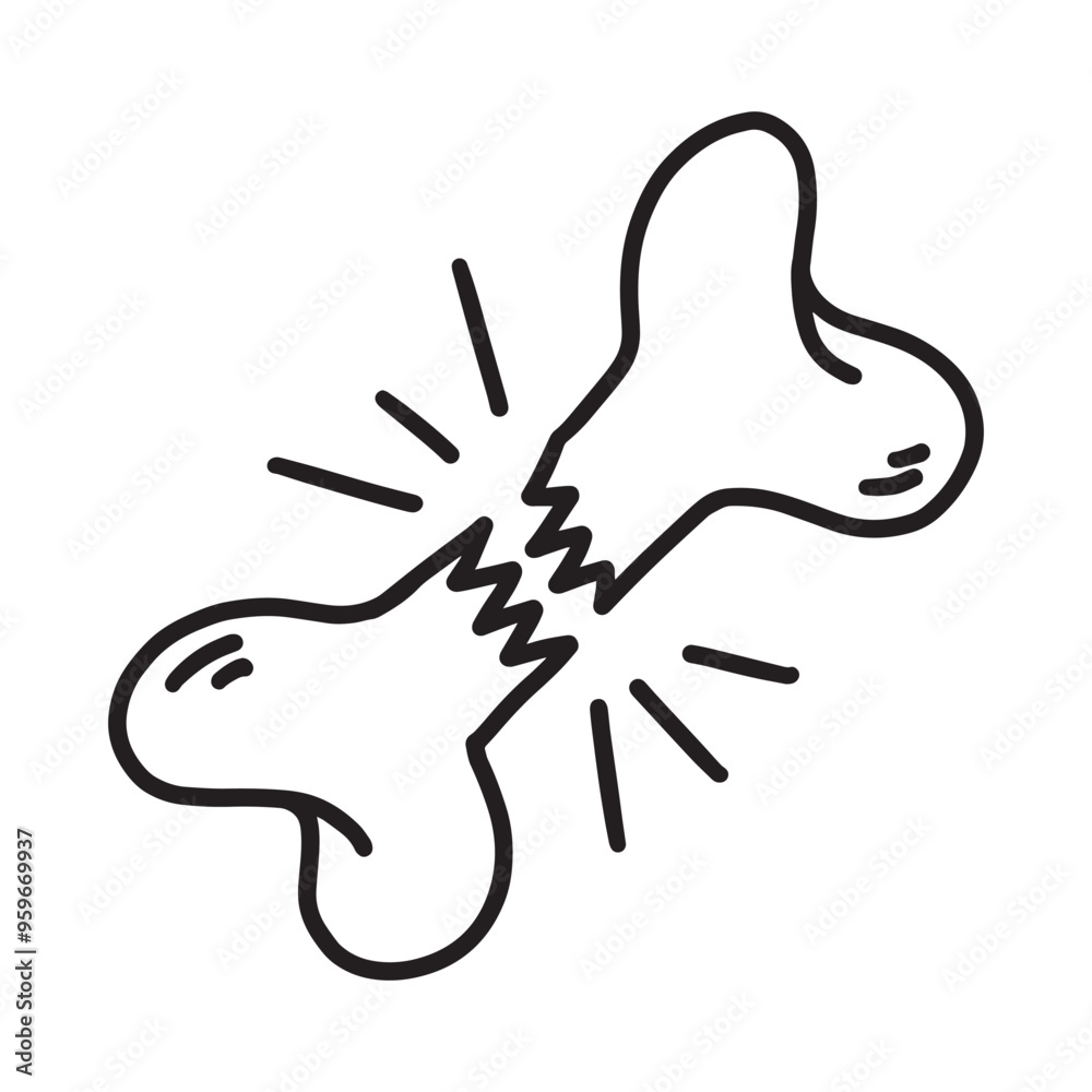 Fototapeta premium Hand Drawn Bone fracture Outline Illustration