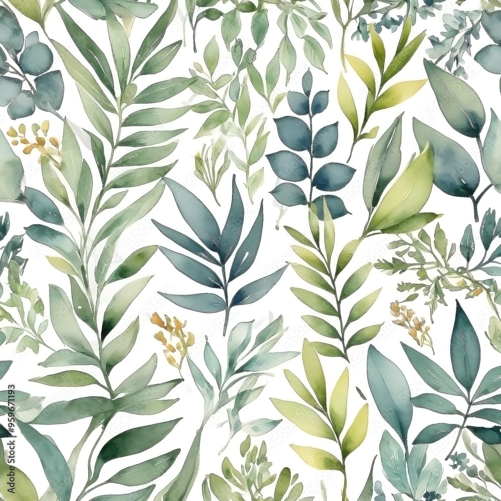 seamless Watercolor Pattern using botanical elements. seamless Watercolor Pattern using botanical elements.