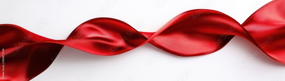 Elegant red ribbon flowing gracefully, perfect for decorative purposes and adding a touch of luxury to any project.