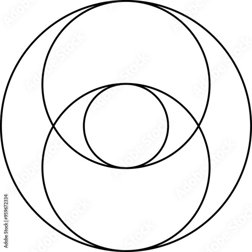Vesica piscis vector symbol isolated on white background. Sacred geometry vector symbol concept.