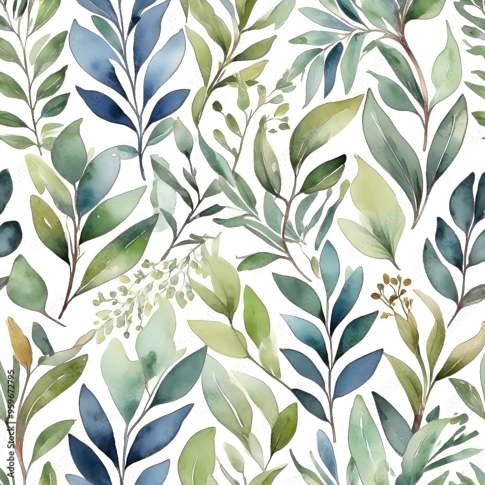 seamless Watercolor Pattern using botanical elements. seamless Watercolor Pattern using botanical elements.