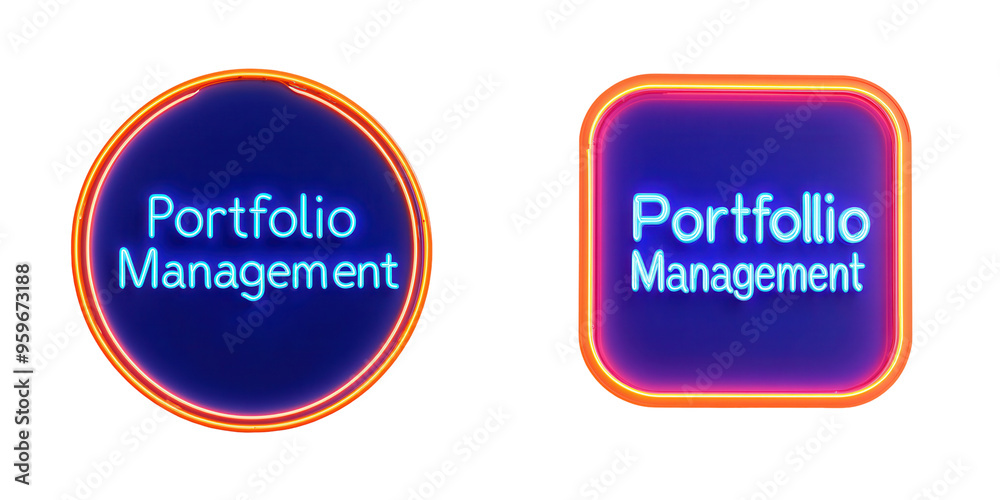 Neon signs showcasing the concept of Portfolio Management, highlighting modern financial strategies and techniques. isolated on a transparent background Neon signs showcasing the concept of Portfolio Management, highlighting modern financial strategies and techniques. isolated on a transparent background