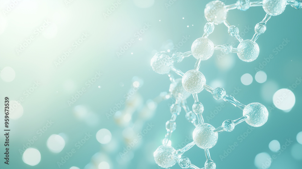 chemical atom chain, highlighting the connection between molecular chemistry and DNA in biotechnology. Suitable for banners and visuals emphasizing medical cell structures, genetic chemical atom chain, highlighting the connection between molecular chemistry and DNA in biotechnology. Suitable for banners and visuals emphasizing medical cell structures, genetic