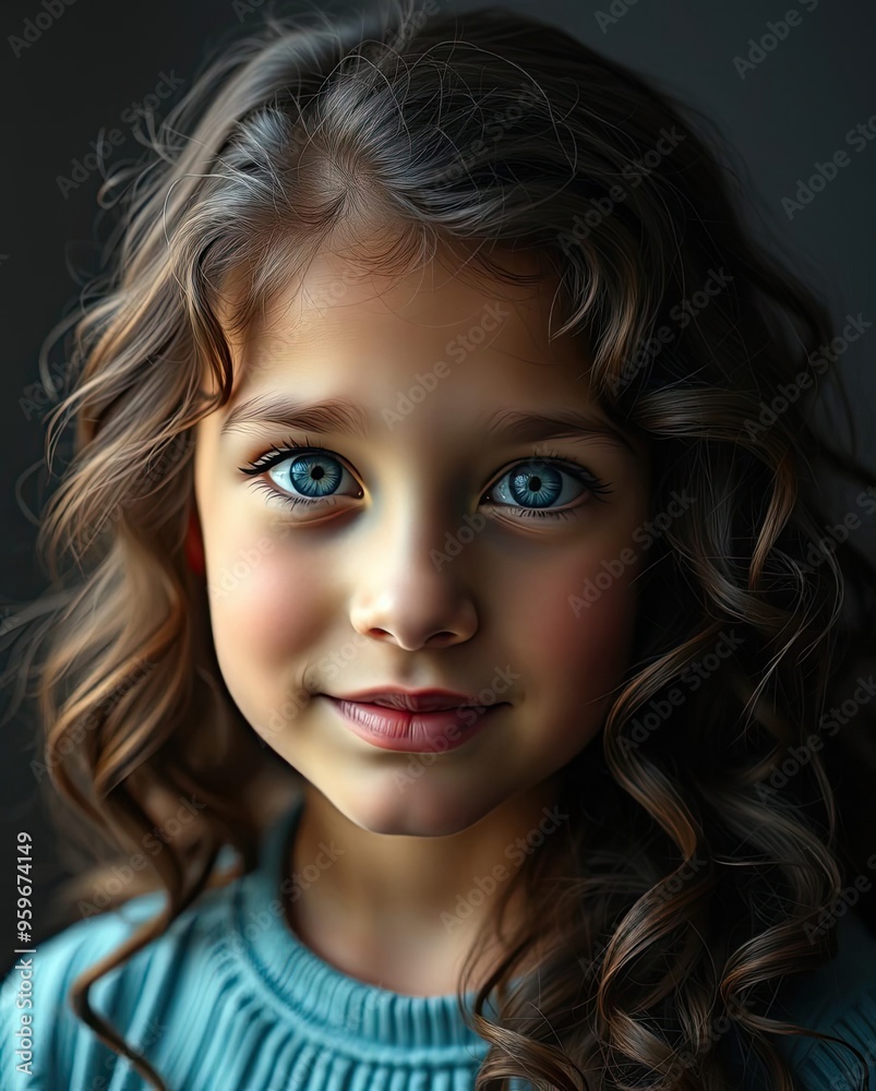 Fototapeta premium Portrait of young beautiful girl teenager blue eyeslooking at the camera smiling
