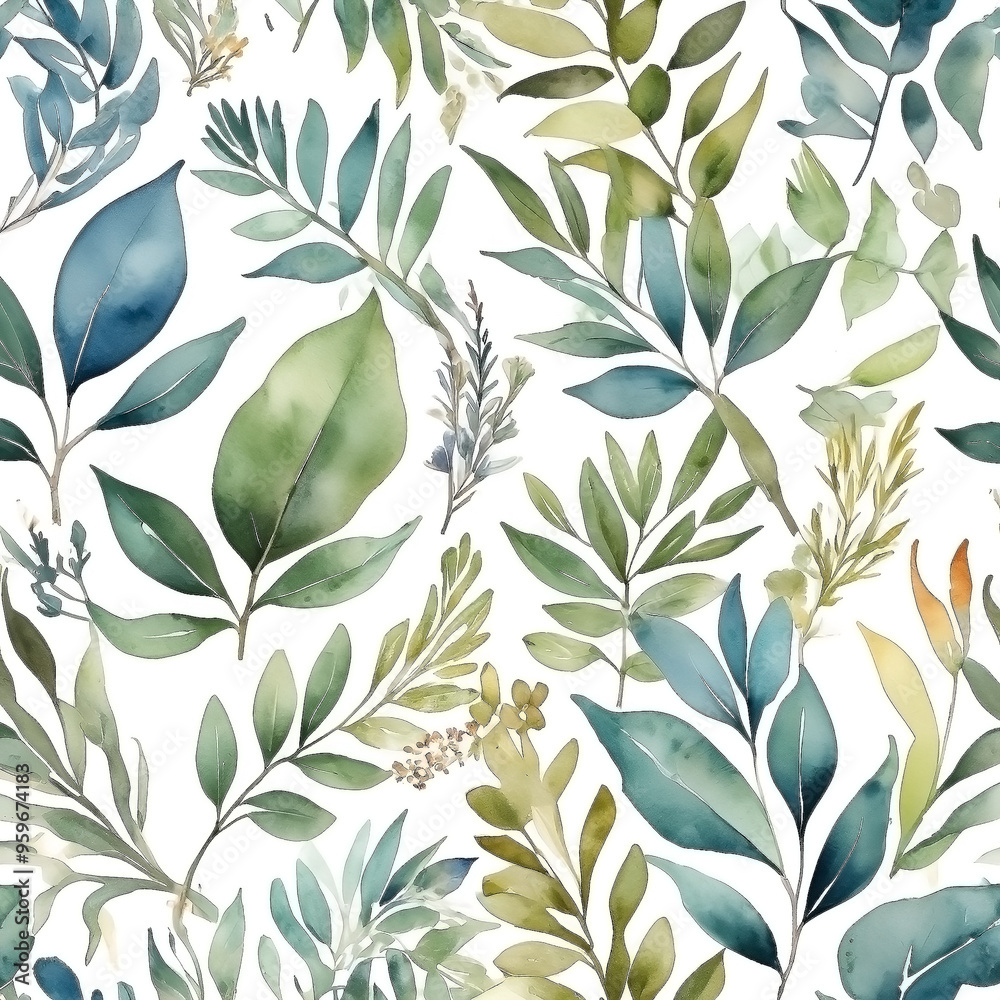 seamless Watercolor Pattern using botanical elements. seamless Watercolor Pattern using botanical elements.