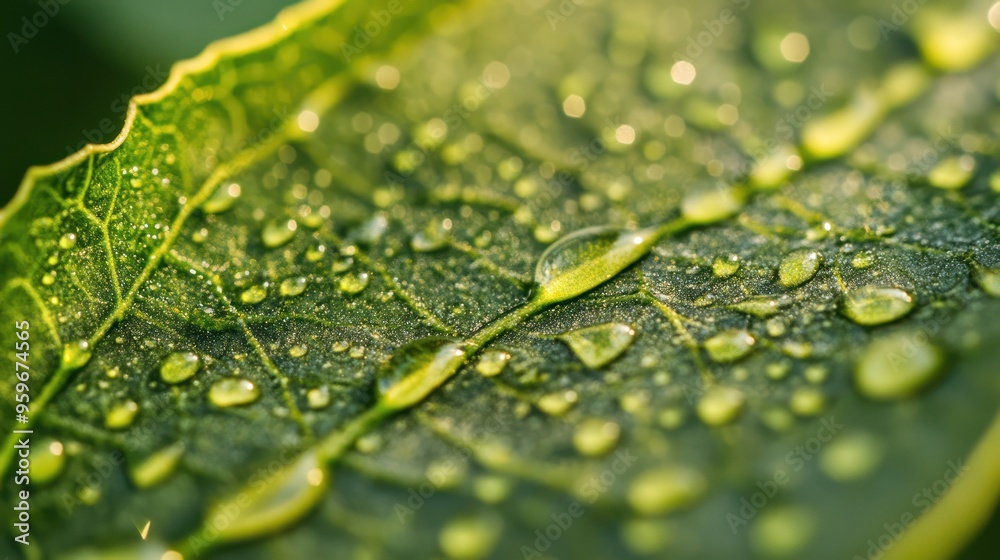 Dewdrops on a Green Leaf Dewdrops on a Green Leaf