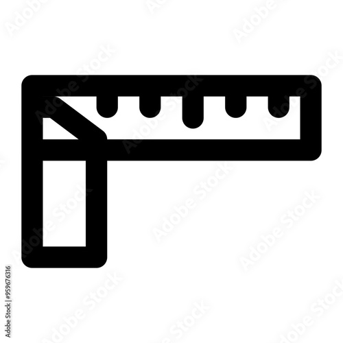 try square, ruler, measurement, tools, carpentry outline icon
