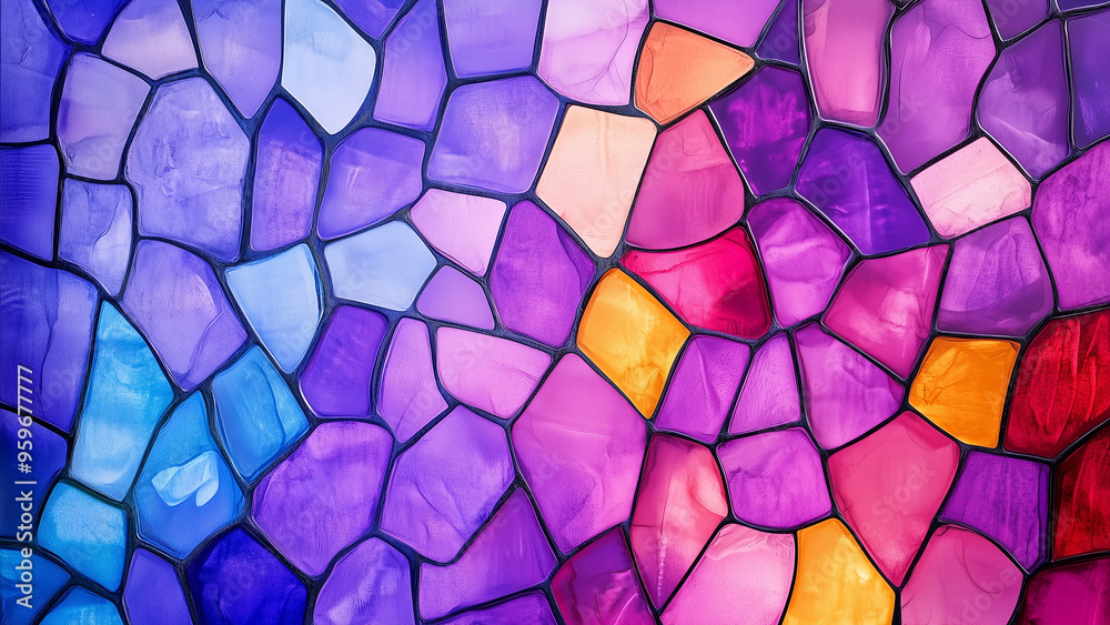 Vibrant Harmony: Watercolor Stained Glass with Mid-Century Flair Vibrant Harmony: Watercolor Stained Glass with Mid-Century Flair