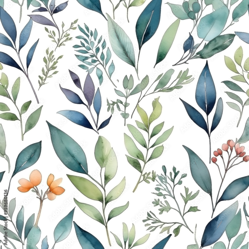 seamless Watercolor Pattern using botanical elements. seamless Watercolor Pattern using botanical elements.
