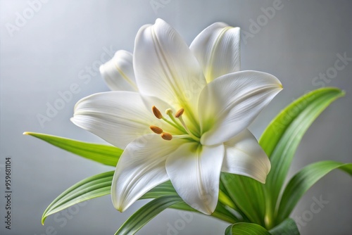 White lily flower in soft light on a blurred background