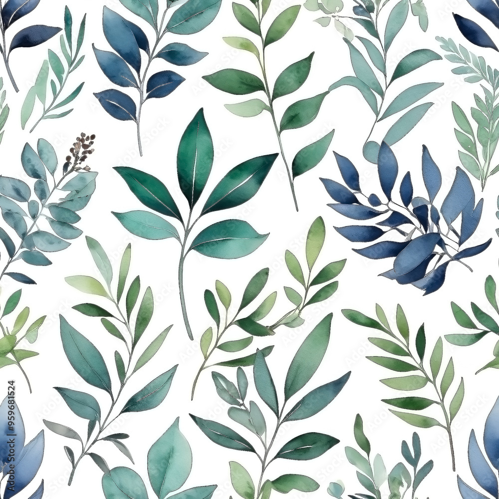 seamless Watercolor Pattern using botanical elements. seamless Watercolor Pattern using botanical elements.
