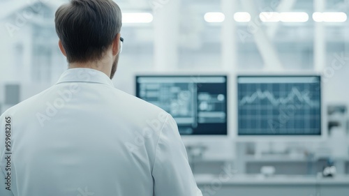 Wallpaper Mural Engineer analyzing wind energy data in a control center, minimalist design, clean modern palette Torontodigital.ca