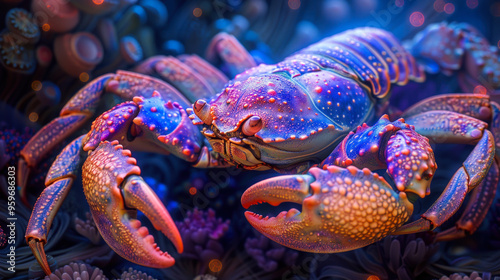 Colorful Cancer Zodiac Crab in Cosmic Scene 