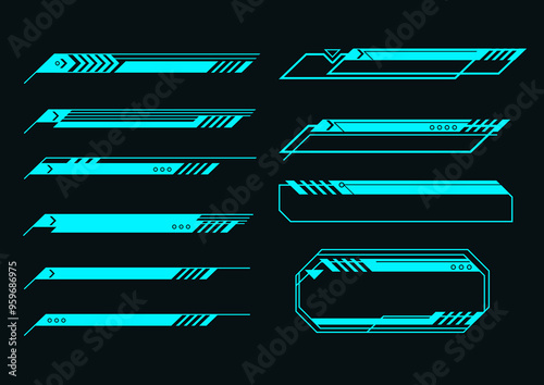 HUD futuristic style callout titles, Sci-fi HUD dashboard display virtual reality elements pack. 