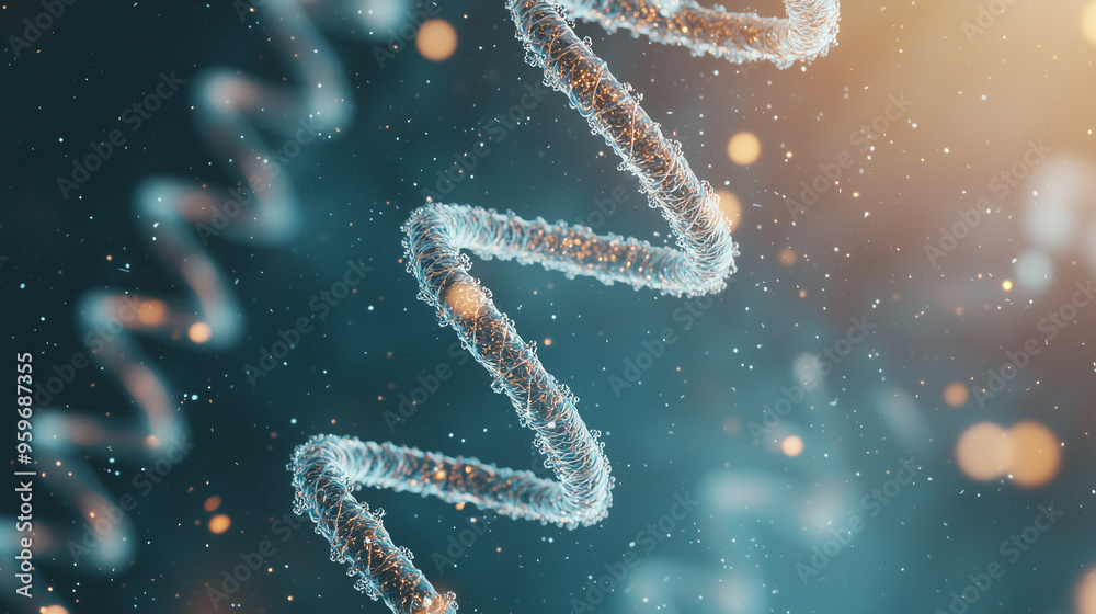 detailed, futuristic background featuring a chain of chemical atoms, symbolizing molecular chemistry and DNA research. Ideal for visuals related to biotechnology, medical cell stru detailed, futuristic background featuring a chain of chemical atoms, symbolizing molecular chemistry and DNA research. Ideal for visuals related to biotechnology, medical cell stru