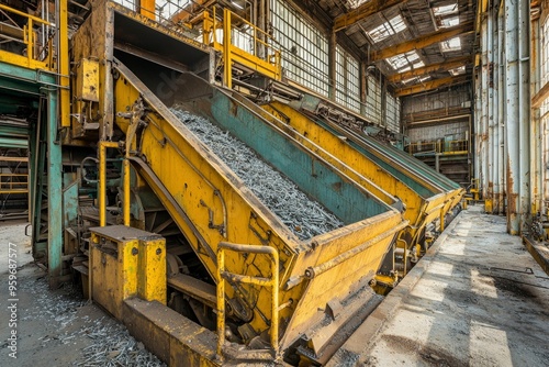 Abandoned Industrial Conveyor System with Metal Scrap