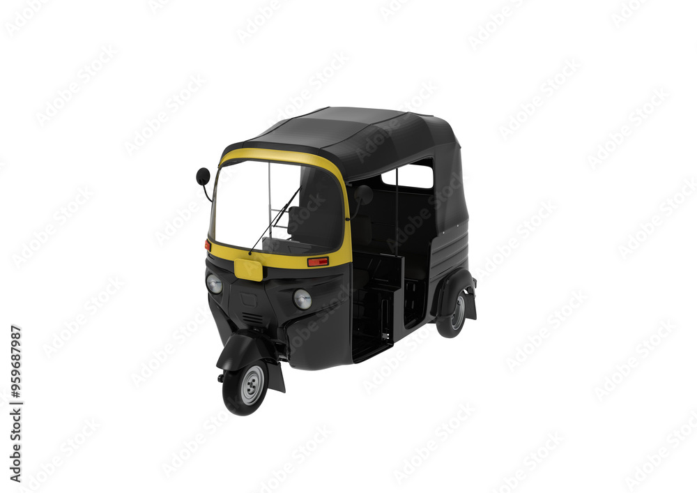 Fototapeta premium Black Auto Rickshaw or TukTuk transperant background