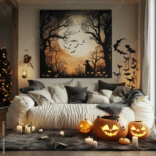 Halloween home living room setup  photo