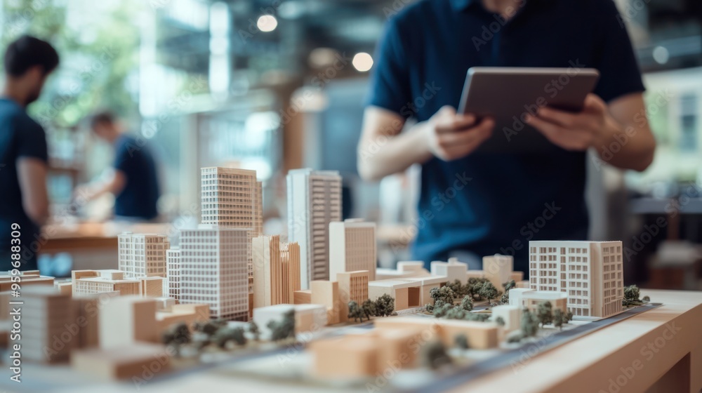Architect Working on City Model Architect Working on City Model