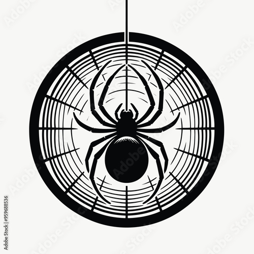 Elegant Black Spider Web Circle Design Vector Illustration