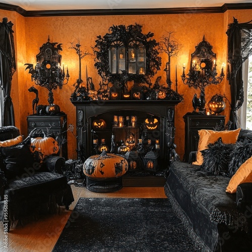 Halloween home living room setup  photo