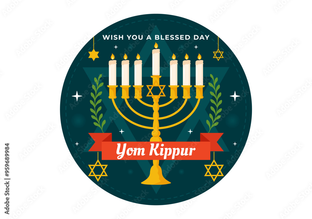 Yom Kippur Celebration or Wish You a Blessed Day Vector Illustration for the Day of Atonement in Judaism and for the Jewish Holiday in a Background Yom Kippur Celebration or Wish You a Blessed Day Vector Illustration for the Day of Atonement in Judaism and for the Jewish Holiday in a Background