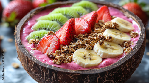 A vibrant, colorful smoothi...