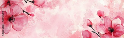 Delicate Pink Blossoms: A Watercolor Floral Background for Spring Inspiration