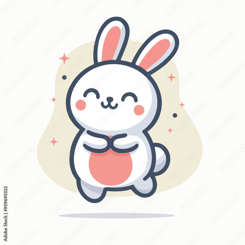 Kawaii bunny cartoon vector illustration in flat style Kawaii bunny cartoon vector illustration in flat style